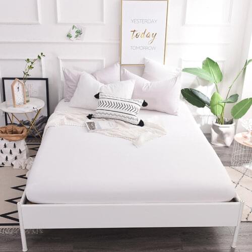 Bonenjoy 1Pc 100%Cotton Bed Sheet Queen Size Fitted Sheet with Elastic Band Cotton Bed Linen King Size Mattress Cover180x200