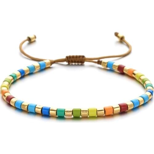 Fashion Rope DIY Beads String Bracelet Bangle Braided Jewelry Lucky Beaded Gifts Cute Boho Style Rainbow mixed Beads Bracelet