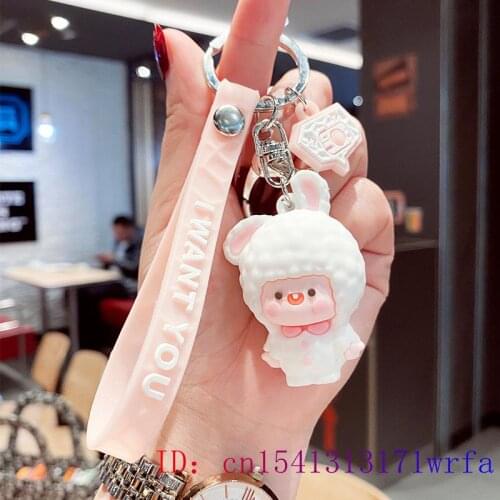 PVC Rabbit Doll Keychain Fashion Cut Cartoon Gift Anime Key chain Women Bag Pendant Cute Kawaii Keybuckle Silica gel Keyring