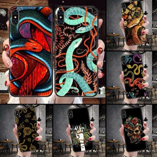 Flower snake Phone Case For iphone 5 5S SE 2 6 6S 7 8 11 12 Mini Plus X XS XR Pro Max black luxury shell soft waterproof tpu