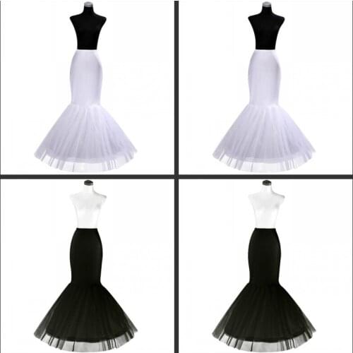 Black or White Mermaid Petticoats for Wedding Woman Underskirt Crinoline Pettycoat