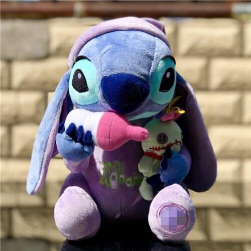 Disney Lilo And Stitch Plush doll Toys Sitting Height 28cm Babys Bottle Stitch Stuffed Animal Soft Kids Doll For Gift