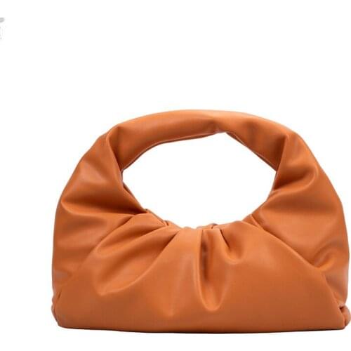 PU Leather Designer Handbags 2021 Girls Shopper Purse New Fashion Casual Solid Color Pleated Clouds Horns Underarm Shoulder Bags