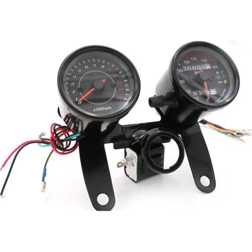 Double motorcycle speedometer Tachometer with Bracket LED motorbike Odometer set unviersal Mechanical transfer table