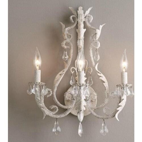 French Wall Lamp American Retro Crystal Lamp Bedroom Bedside Lamp Princess Children Room Living Room Villa Lamp Free Shipping