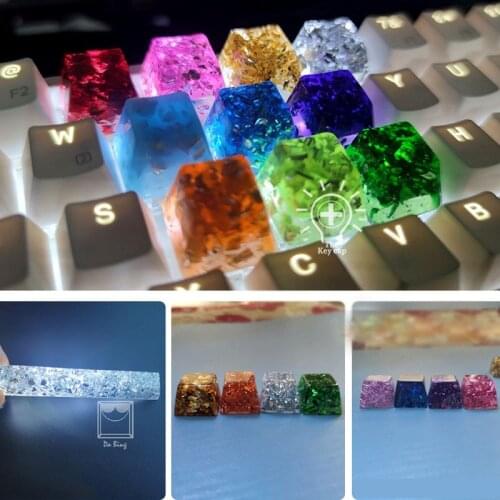 Handmade customizable Mechanical Keyboard Multicolor Gold Foil Keycap Personalized Resin Keycap for SA OEM Cherry profile