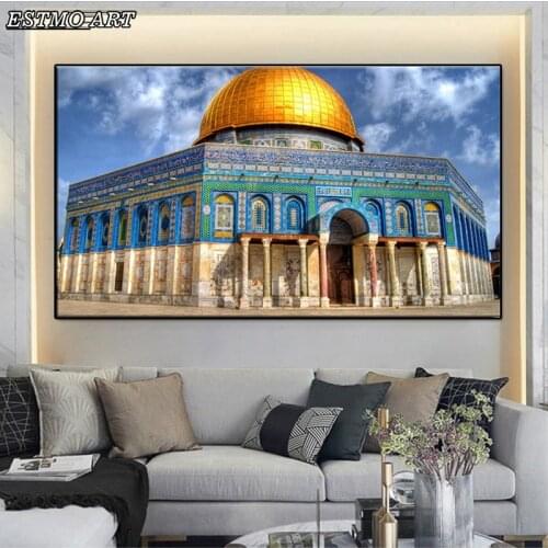 Canvas Paintings Cuadros Jerusalem World Famous Building Golden Rock Grand Mosque Muslim Wall Decor Pictures Al-Aqsa Mosque
