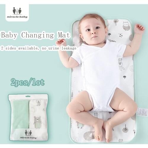 2Pcs Pure Cotton Diaper Changing Mat Newborn Baby Changing Pad Cover 70*50CM Waterproof Nappy Mat Portable Travel Baby Playmats