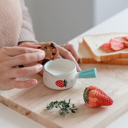 Strawberry Milk Cup Creative Exquisite Pink Blue Hand-painted Milk Jug Mini with Handle Restaurant Seasoning Sauce Dish Props