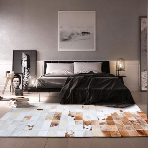 American style genuine cowhide patchwork runner rug real leather bedside carpet new year decorative floor mat
