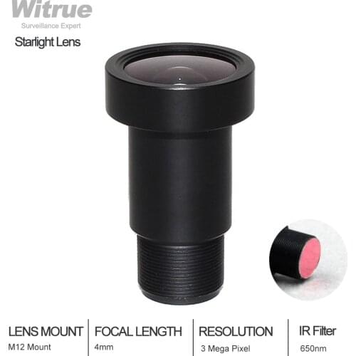 Starlight Lens with 650nmm IR Filter 3MP 4mm F1.2 1/2.5 inch For Action Camera and Car Driving Recorder EKEN/SJCAM/YI/MIJI
