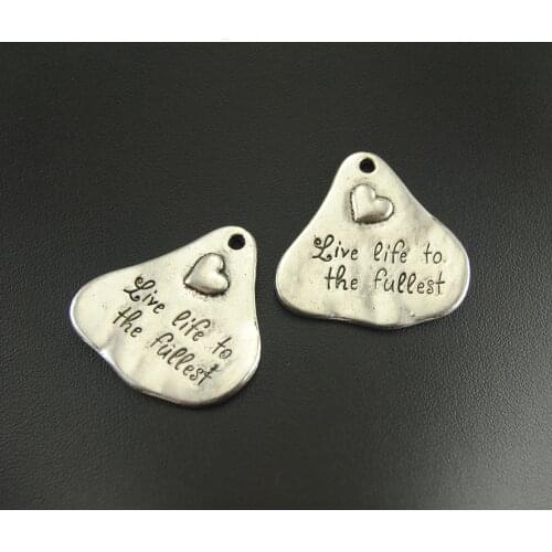 5pcs Zinc Alloy Pendant Fit DIY Silver Color Live Life To The Fullest Pendants Accessories For Jewelry Making 31x30mm A828