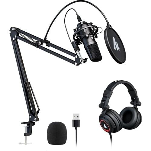 Selling high sampling rate usb condenser microphone with real time monitor headset