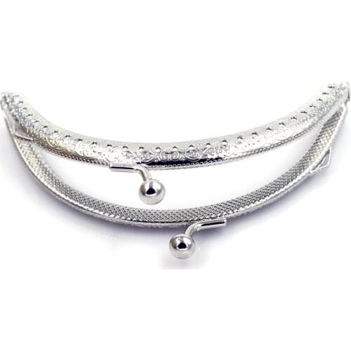 Silver Tone 10.5cm Embossed Arch Purse Frame Kiss Clasps Clutch Buckle Lock DIY Crafts Accessories Handbag Handle Hardware Parts