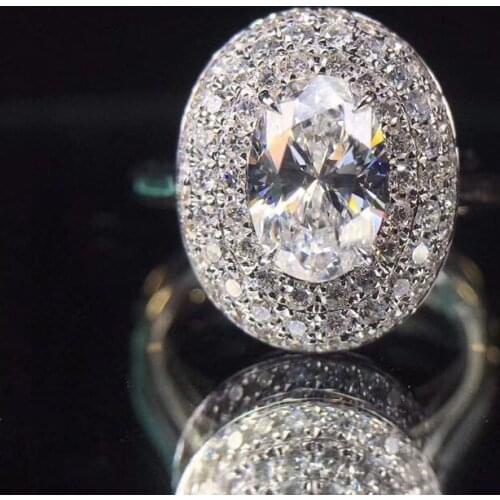 QTT Luxury Vintage Ring Big White Oval Stone Rings For Women 925 Silver Color Wedding Engagement Jewelry Anniversary Gift