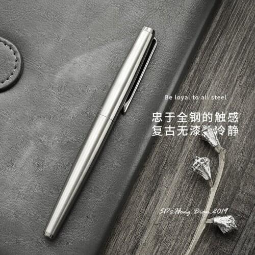 Luxury Brand Hongdian517S Silver Stainless Steel Fountain Pen High-end precision F/EF Nib School Office Ink Pens Gift Stationery