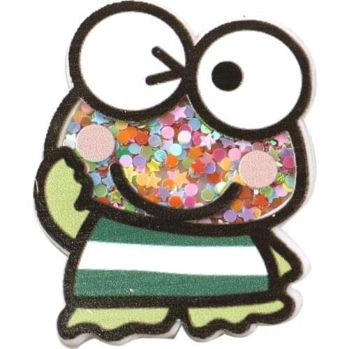 DIY Cute Frog Cartoon Animals Quicksand Acrylic Planar Resin Shakers Sew Bows Gifts Crafts Home Packing,10Yc15618