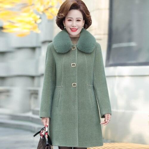 Water Mink Autumn Winter Woolen Jackets 2021 New Womens Knitted Cardigan Sweater Middle Women Thick Warm Long Parka Coat