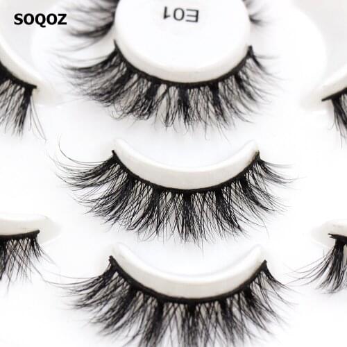 SOQOZ 7 Pairs Eyelashes 3D Mink Lashes Natural Handmade Volume Soft Lashes Long Eyelash Extension Real Mink Eyelashes for Makeup
