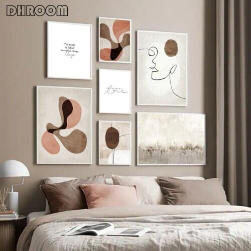 Modern Abstract Poster for Bedroom Decoration Canvas Painting Picture Minimalist Orange Prints Wall Art for Living Room Decor