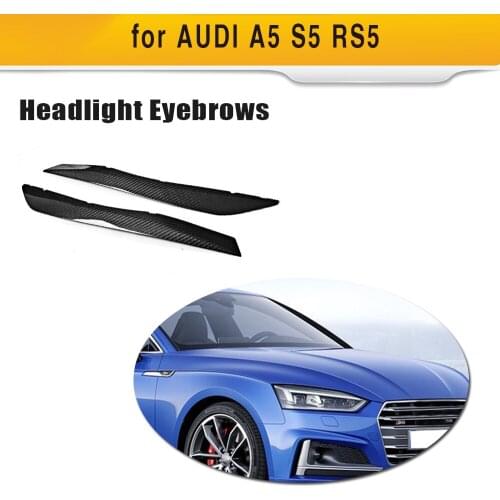 Dry Carbon Fiber Dry FRP Headlight Eyebrows Pure Carbon Sticker Decoration Trim for AUDI A5 S5 RS5 2017 2018 Pure Carbon