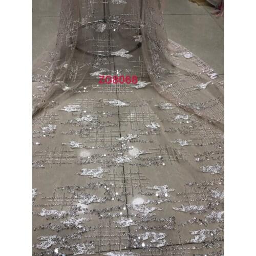 5yards/bag Silver sequin beaded fashion European and American style new high-end fabrics for wedding dress design TYN77