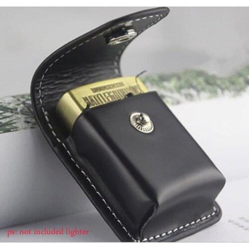 Windproof Zip Cigarette Lighter Case Holder Bag Small Box For Zippo Super Match High Leather Cover for Men Gift Dropship
