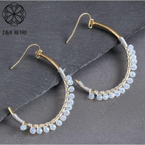 Vintage Gold Color Hook Drop Earrings with White Beads Hanging Suspension Pendientes Unusual Decorative Thing Free Shipping 2021