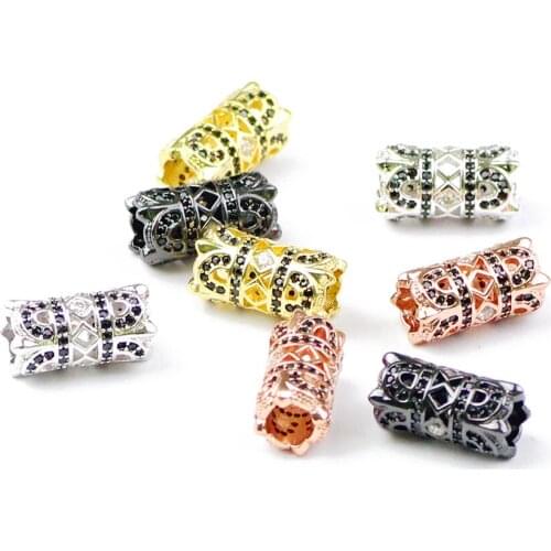 YHBZRET Black zircon Copper Spacer beads 2pcs 15mm Cylinder Crystal Charms Loose beads for Jewelry making charm bracelet DIY