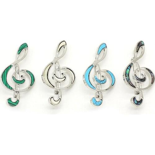 1pcs Natural Note Shape Malachite BlueTurquoises Brooches Pins Pendants Charms for Jewelry Women Fashion Gift Size 28x6mm