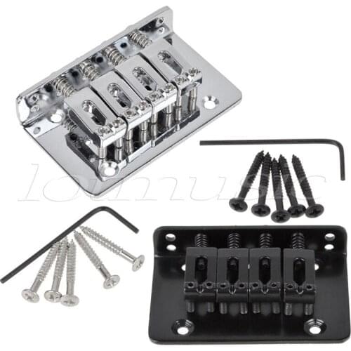 Kmise 2 sets Black Chrome 4 String Fixed Bridge For Mandolin Ukulele Cigar Box Guitar
