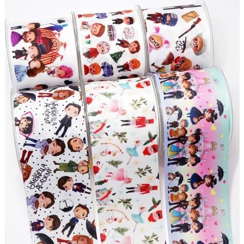 3 Inch Cartoon Little girl Doll Printed Grosgrain Bow Ribbons Suppliers For Diy Crafts 47678