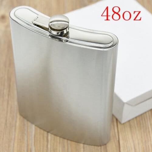 50pcs/lot 48oz Large Size Flagon Portable Stainless Steel Hip Flask Flagon Whiskey Wine Pot Bottle Gift