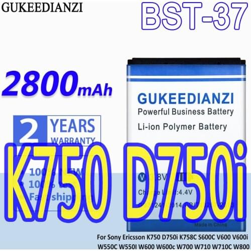 2800mAh BST-37 100% New Phone Battery For Sony Ericsson K750 D750i K758C S600C V600 V600i W550C W550I W600 W600c W700 W710 W710C
