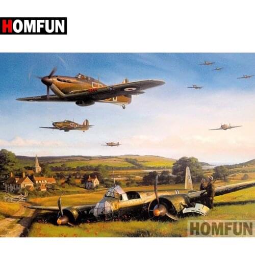 HOMFUN 5D DIY Diamond Painting Full Square/Round Drill "Fighter Scenic" Embroidery Cross Stitch gift Home Decor Gift A08184