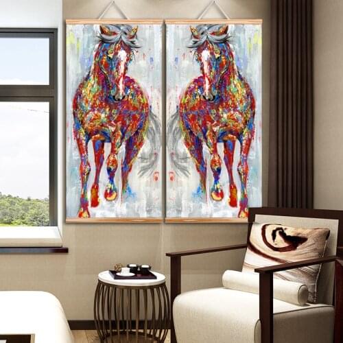 Larger Watercolor Running Horse Oil Paintings Posters and Prints Animals Graffiti Wall Art Pictures for Home Decor (No Frame)