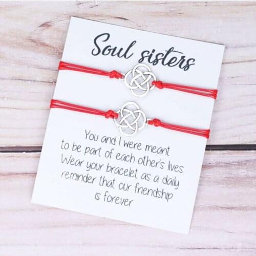 2Pcs/Set Soul Sister Friendship Couple Bracelets Soul Sister Infinity Couple Jewelry for Women Men Best Friend Friendship Gift