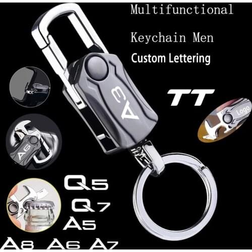 For audi A3 A4 A5 A6 A7 Q2 Q3 Q5 Q7 Q8 tt Beer Bottle Opener Keychain Multifunctional Alloy Key Ring Car Play Keyring