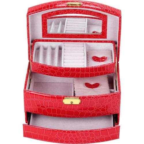 BY8942 PU Leather Jewelry Organizer Necklaces Jewelry Box Storage Box Ring Display Lady Case Joyeros Organizador De Joyas