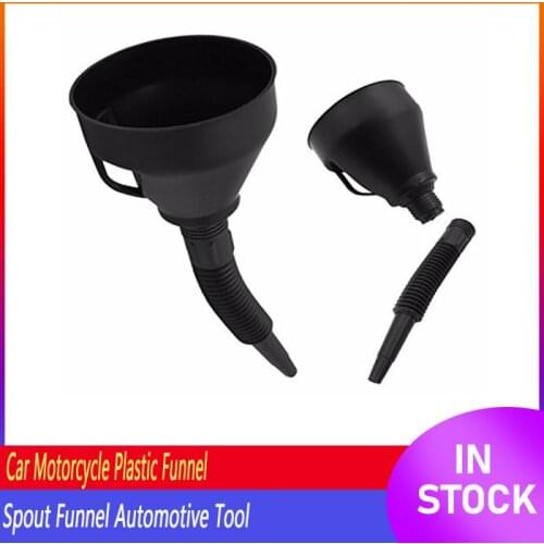 Black Plastic Funnel With Flexible Detachable Spout Funnel 2-in-1 Automotive Tool For Water Oil Liquid Engine Fluid Universal