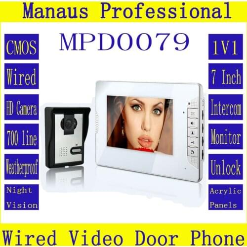 Smart Home 7" TFT Color Video door phone Doorbell & IR Night Vision Camera doorphone monitor Speakerphone intercom System D79a