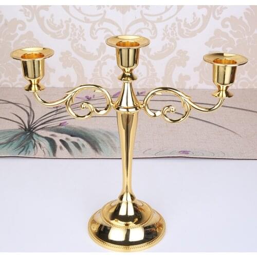 European Golden Candle Holders Alloy Three-Headed Candlestick Table Silver Black Home Decor Wedding Candelabra Centerpieces