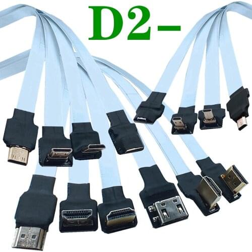 FPV Micro Mini HDMI-compatible 90 degree Adapter 5cm-80cm FPC Ribbon Flat HDTV Cable Pitch 20pin Plug Connector