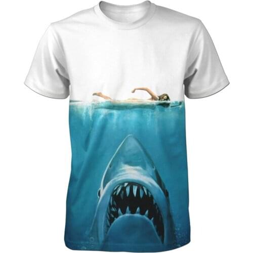 REAL American US SIZE Jaws Custom made 3D Sublimation Print T-Shirt plus size 3xl 4XL 5XL 6XL
