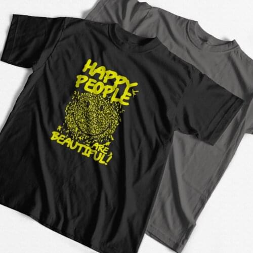 COSMIC 100% cotton streetwear happy people print men T shirt casual short sleeve men t-shirt o-neck tshirt men tee shirts tops