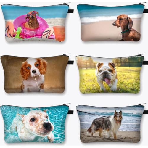 Pug Dog Dachshund Dog Makeup Bags Women Cosmetic Case Fashion Ladies Lipstick Beauty Bag Girls Cosmetic Bag Small Clutch