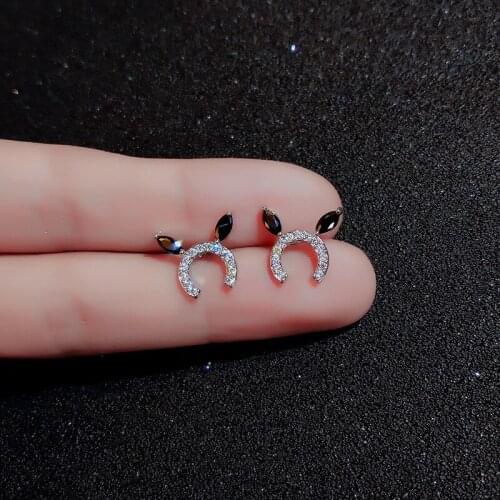 Hot New 925 Sterling Silver Little Devil Micro-set Earrings Korea Simple Wild Girlfriends Gift Mini Small Earrings women jewelry