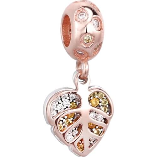 Ajax 925 Sterling Silver Heart Maple Leaf Pendant Charms Fit Bracelets Necklace Female Luxury Brand Jewelry