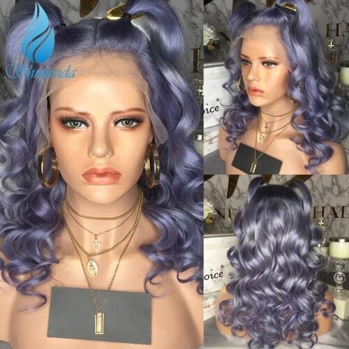 SMD Purple Color 13*6 Lace Front Human Wigs Brazilian Remy Hair Wig 150% Density With Baby Hair For Black Women Preplucked