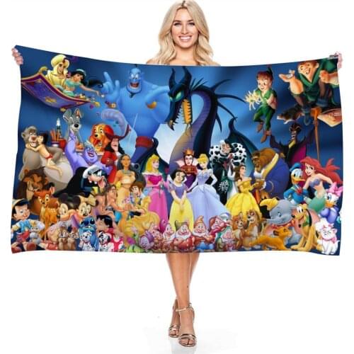 Cartoon Disney Princess Beauty and The Beast Snow White Cinderella 3d Printed Beach Towel Bath Towel Bath Towel Big Size Blanket